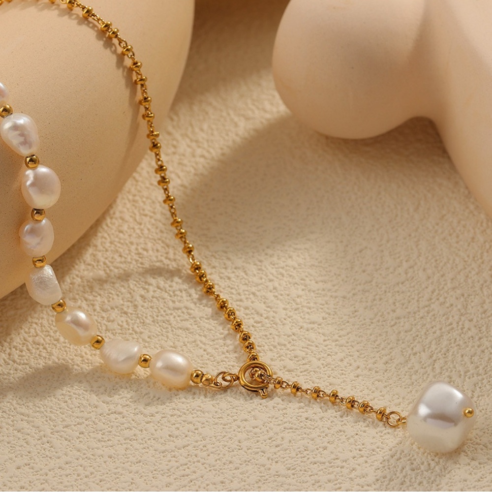 New Freshwater Pearl Gold Plated Necklace Elegant Women’s Jewelry
